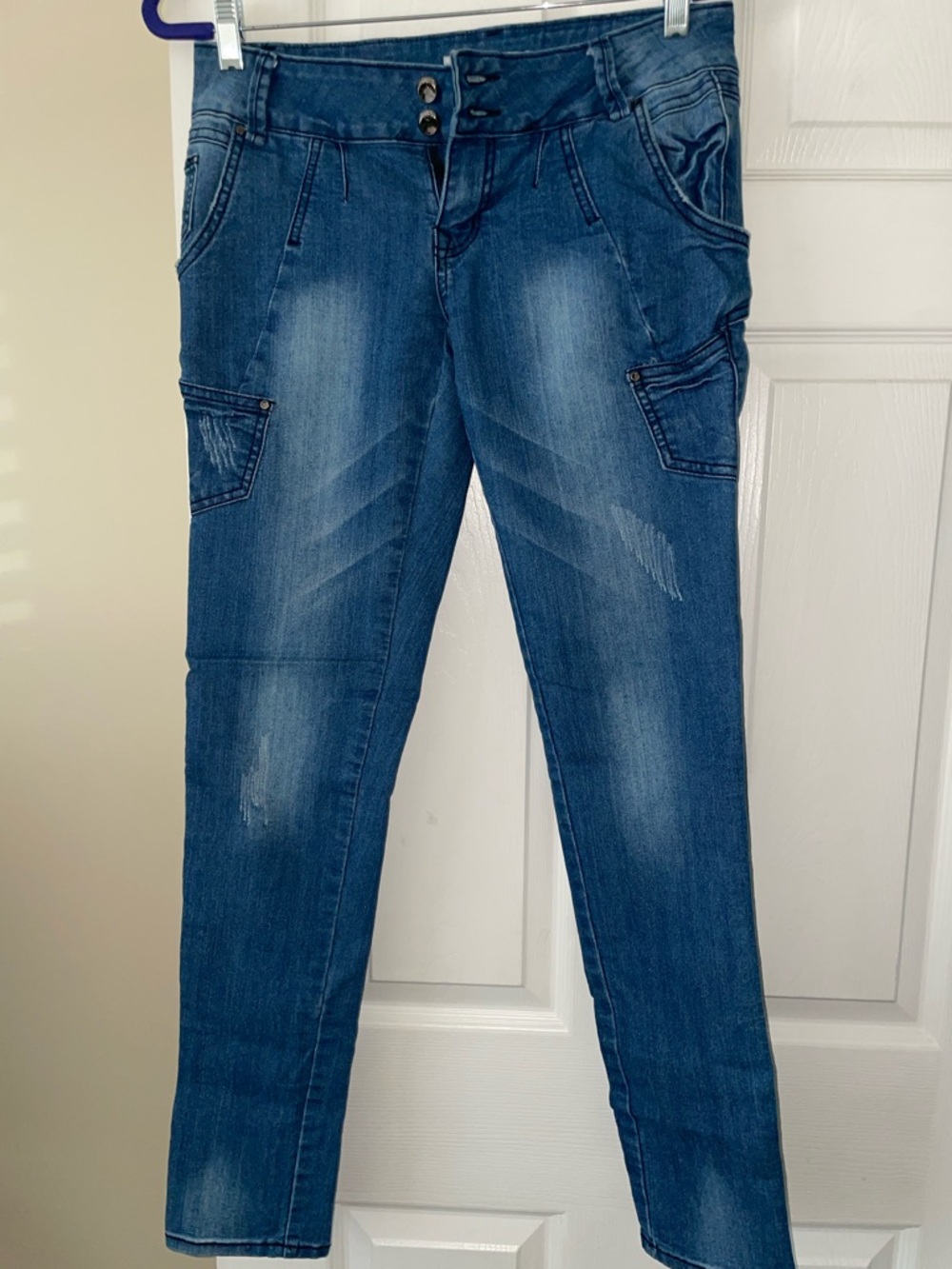 Blue Women's Stretch Cargo Jeans